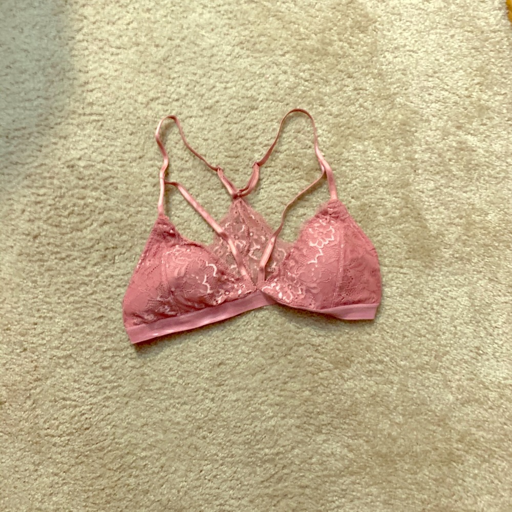 Rose colored lace bralette